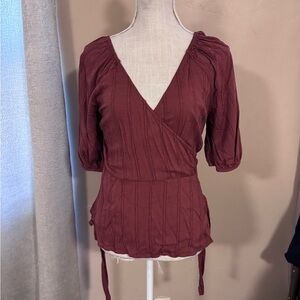 Old Navy Deep Red Wrap Blouse